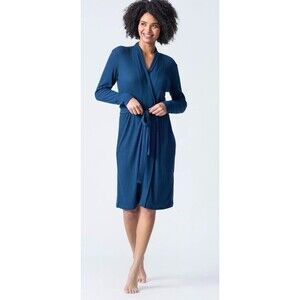 PJ Salvage Womens Riter Ribbed Textured Essentials Robe Navy Blue Sz XL 1333N1